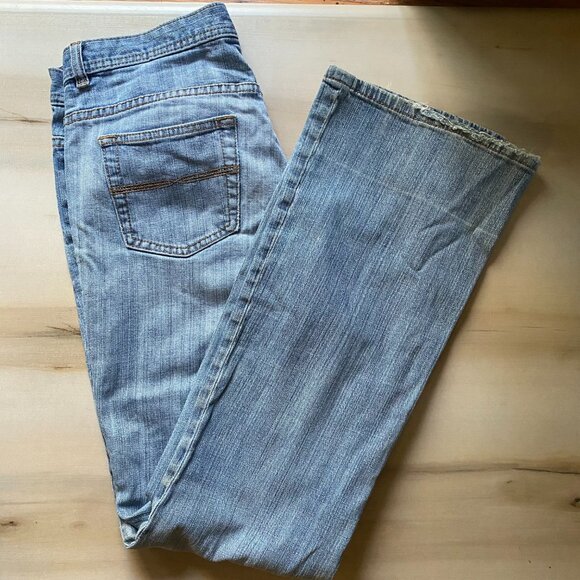 Express X2 Denim low rise light wash flared distressed jeans 10 Y2K cotton - Picture 3 of 15